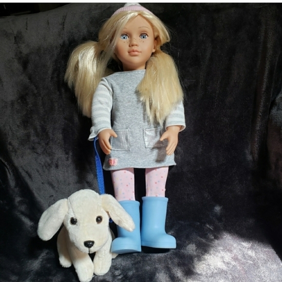 NWOB Our Generation Doll Megan & her pet golden retriever dog - Picture 1 of 12